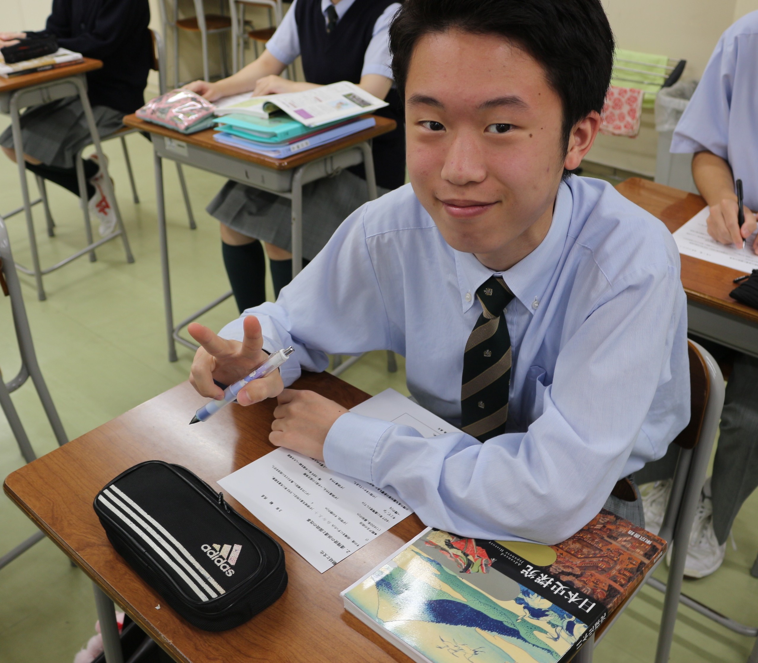 【授業】３年生の普通教科選択科目である「日本史」では、時代ごとの出来事をていねいに学んでいます。